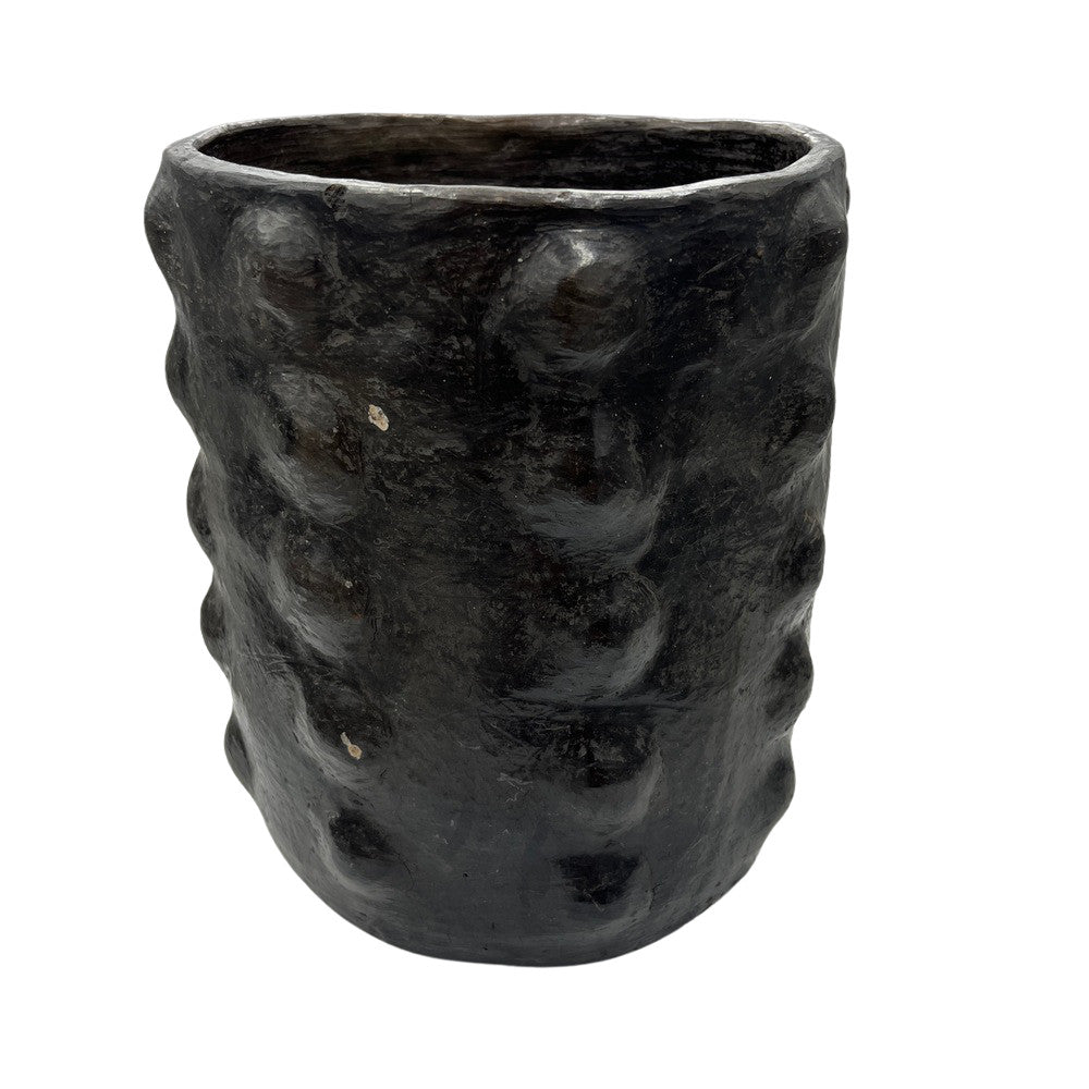 Sejnane Cylindrical Clay Bumpy Vessel - Dark Medium - Berbere Imports