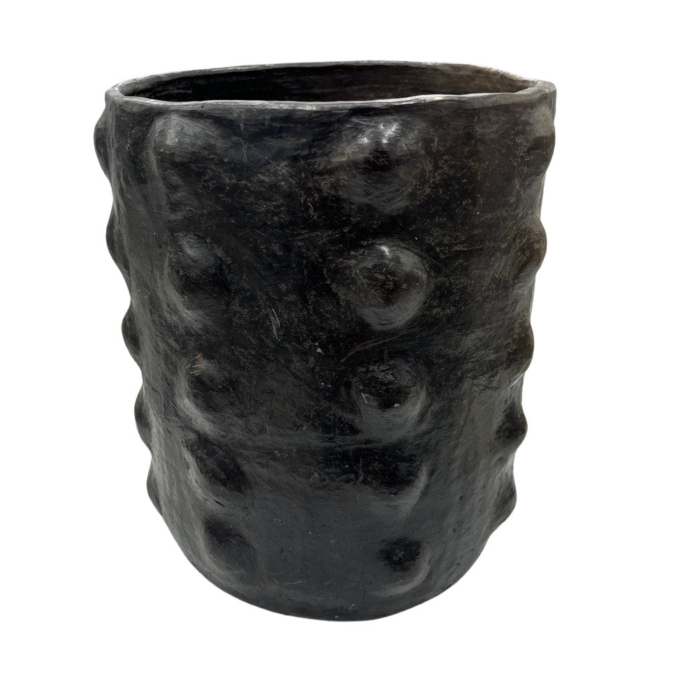 Sejnane Cylindrical Clay Bumpy Vessel - Dark Medium - Berbere Imports