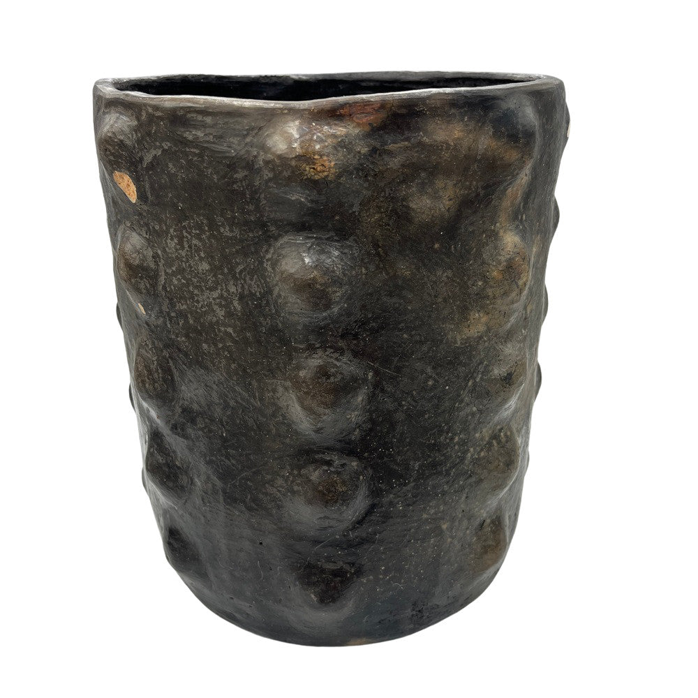 Sejnane Cylindrical Clay Bumpy Vessel - Dark Medium - Berbere Imports