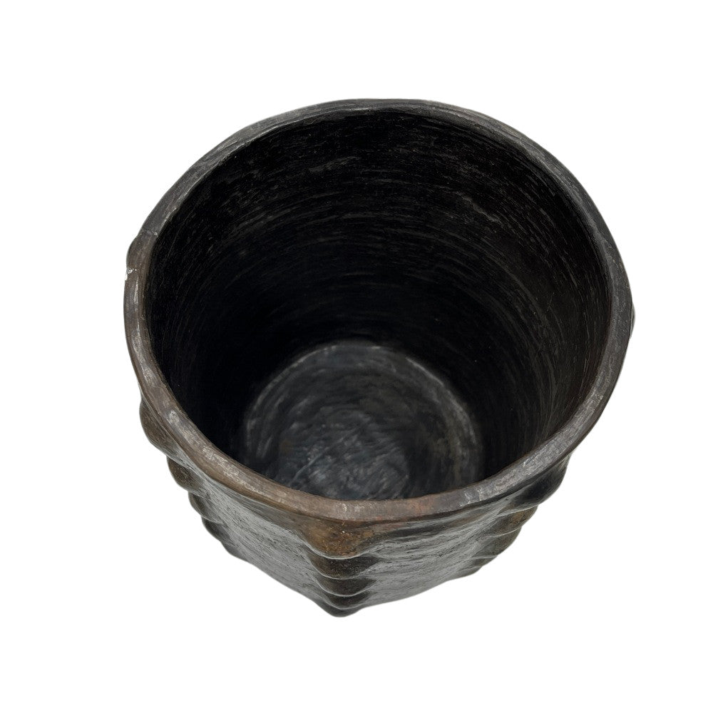 Sejnane Cylindrical Clay Bumpy Vessel - Dark Medium - Berbere Imports