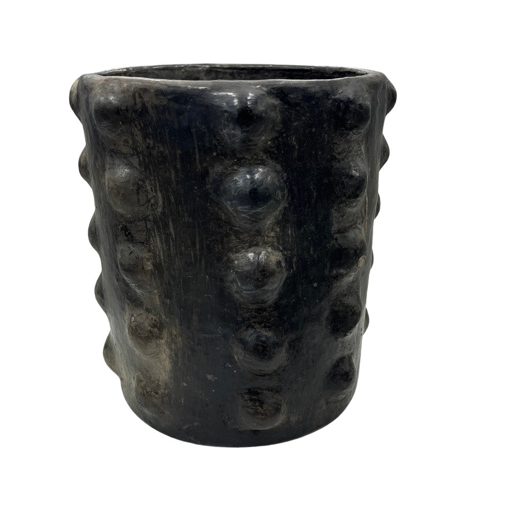 Sejnane Cylindrical Clay Bumpy Vessel - Dark Medium - Berbere Imports