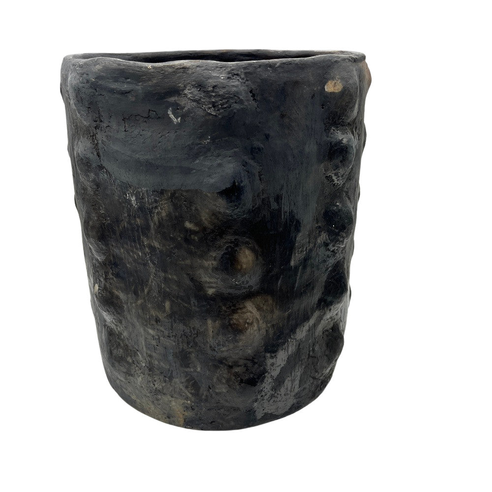 Sejnane Cylindrical Clay Bumpy Vessel - Dark Medium - Berbere Imports