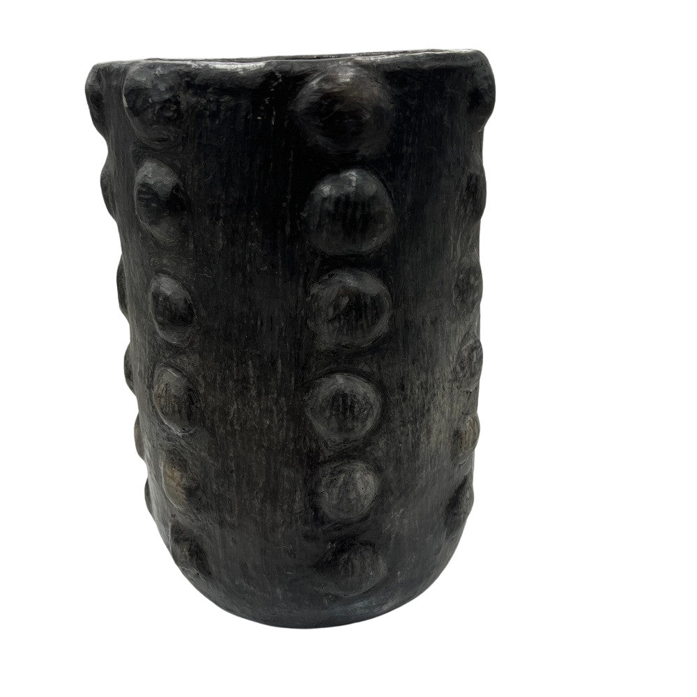 Sejnane Cylindrical Clay Bumpy Vessel - Dark Large - Berbere Imports