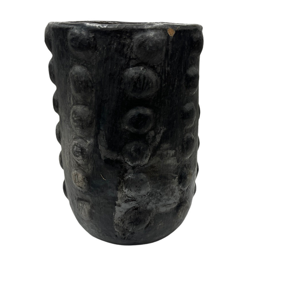 Sejnane Cylindrical Clay Bumpy Vessel - Dark Large - Berbere Imports