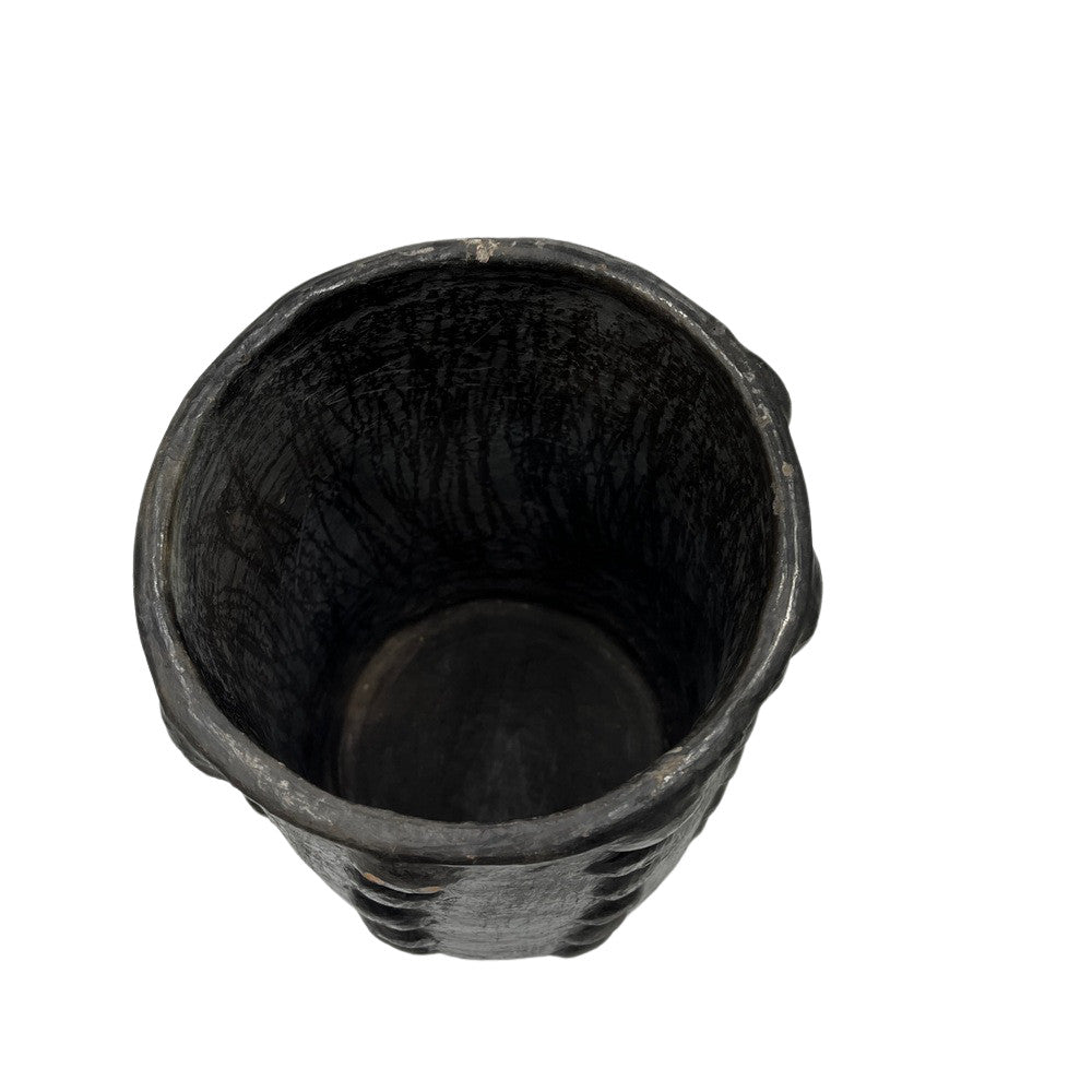 Sejnane Cylindrical Clay Bumpy Vessel - Dark Large - Berbere Imports