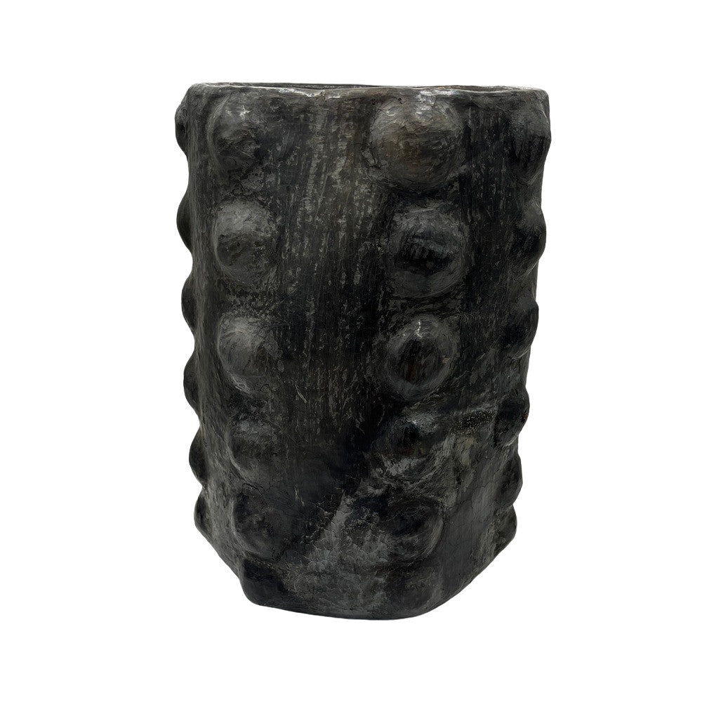 Sejnane Cylindrical Clay Bumpy Vessel - Dark Large - Berbere Imports