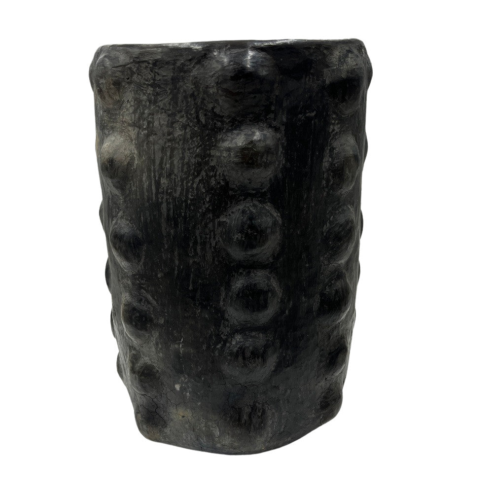 Sejnane Cylindrical Clay Bumpy Vessel - Dark Large - Berbere Imports