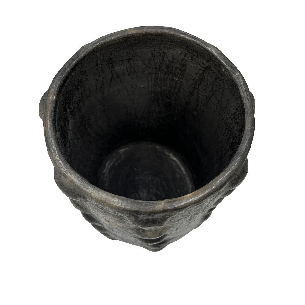 Sejnane Cylindrical Clay Bumpy Vessel - Dark Large - Berbere Imports