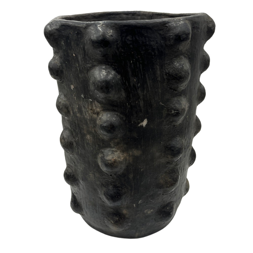 Sejnane Cylindrical Clay Bumpy Vessel - Dark Large - Berbere Imports