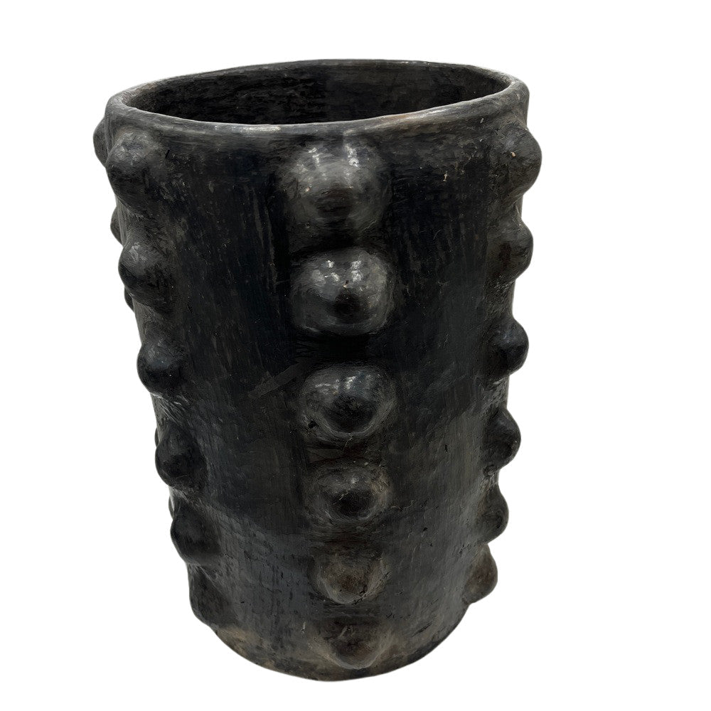 Sejnane Cylindrical Clay Bumpy Vessel - Dark Large - Berbere Imports