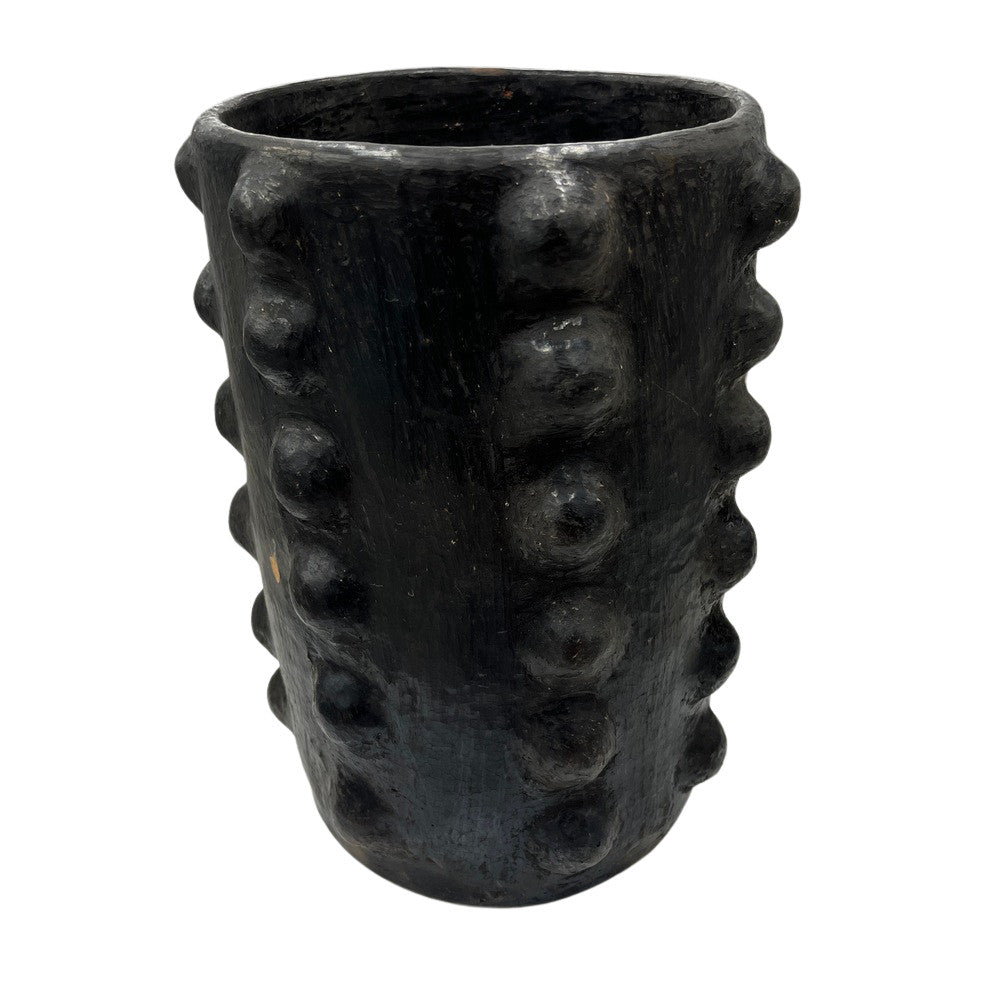 Sejnane Cylindrical Clay Bumpy Vessel - Dark Large - Berbere Imports