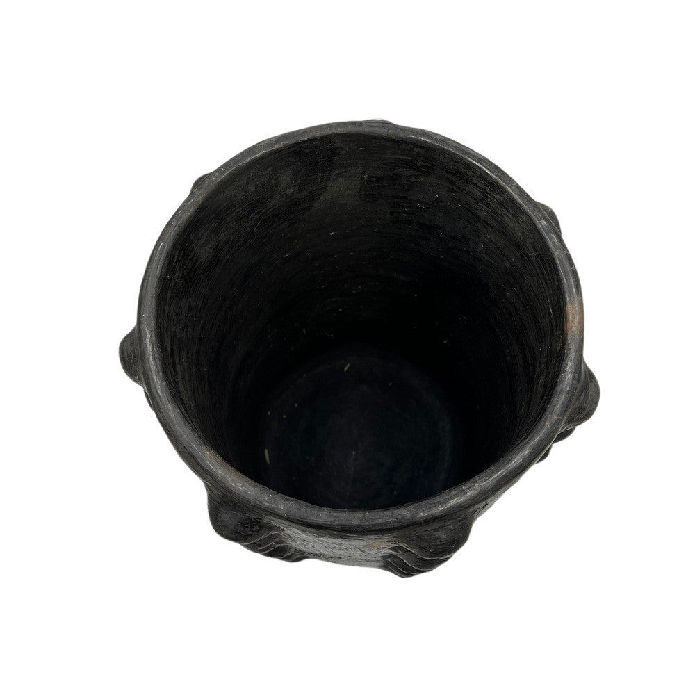 Sejnane Cylindrical Clay Bumpy Vessel - Dark Large - Berbere Imports