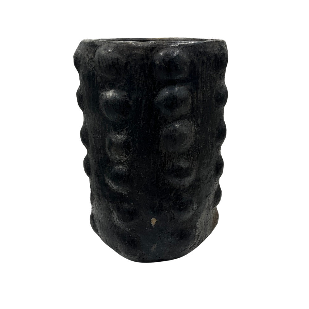 Sejnane Cylindrical Clay Bumpy Vessel - Dark Large - Berbere Imports