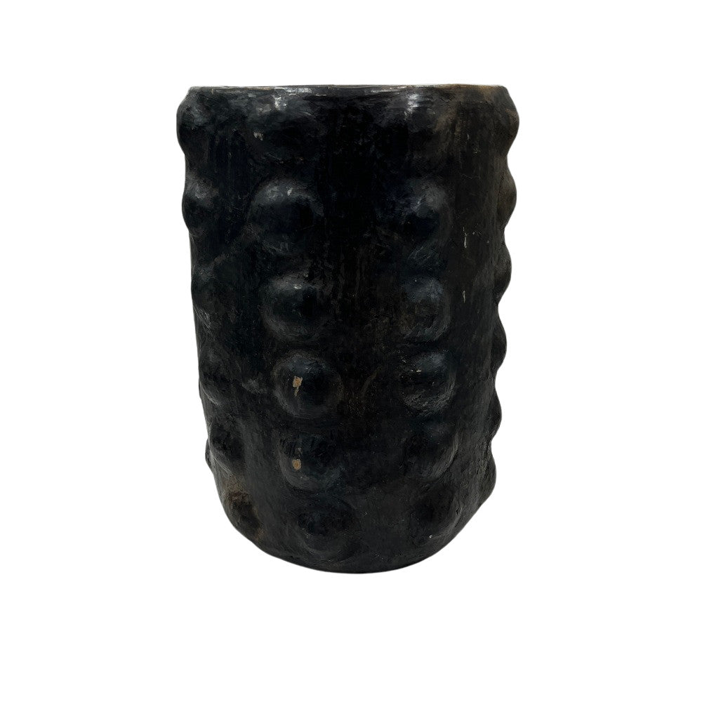 Sejnane Cylindrical Clay Bumpy Vessel - Dark Large - Berbere Imports