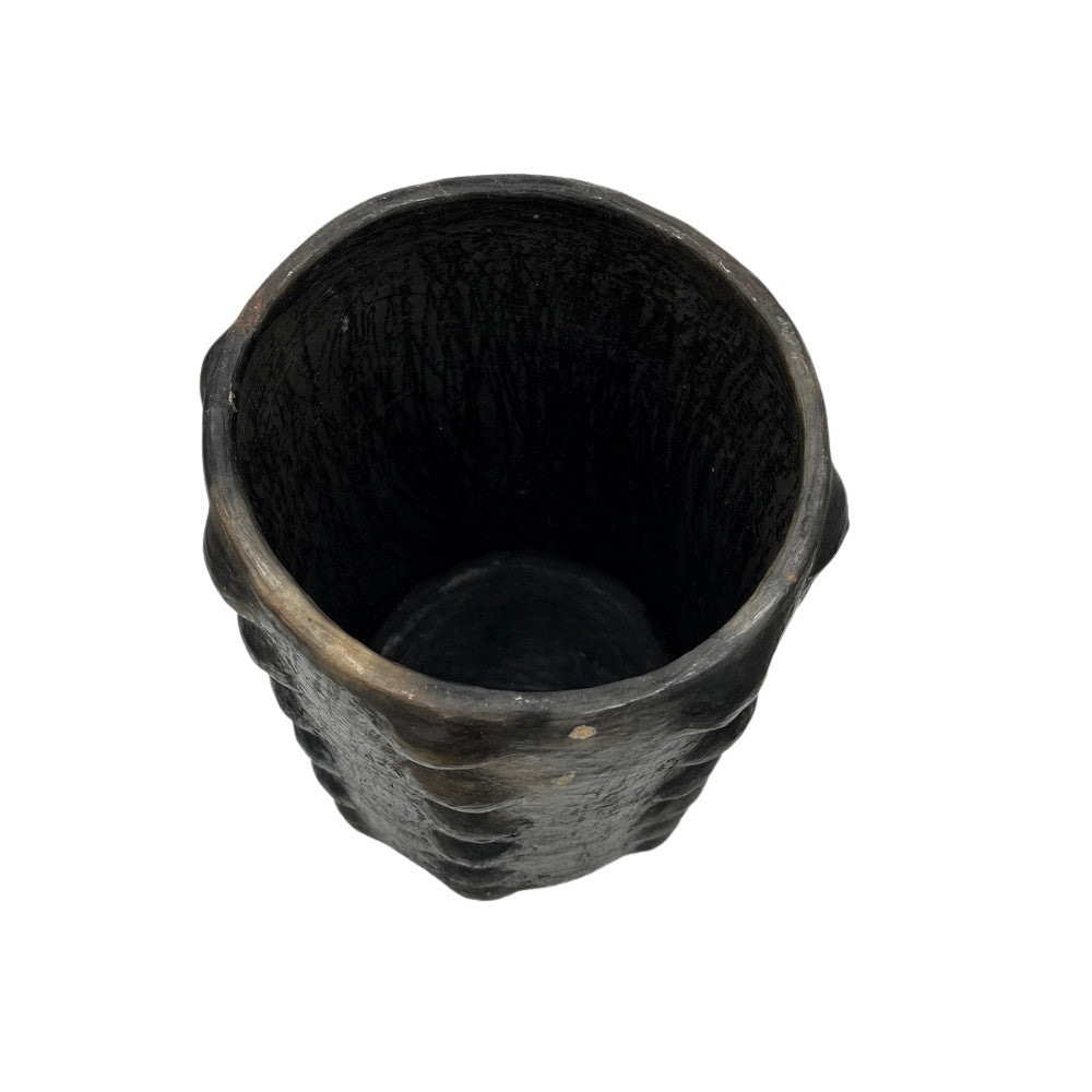 Sejnane Cylindrical Clay Bumpy Vessel - Dark Large - Berbere Imports