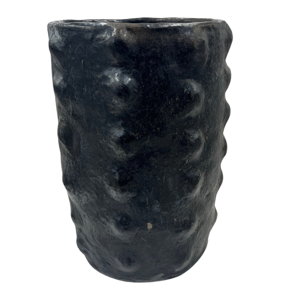 Sejnane Cylindrical Clay Bumpy Vessel - Dark Large - Berbere Imports