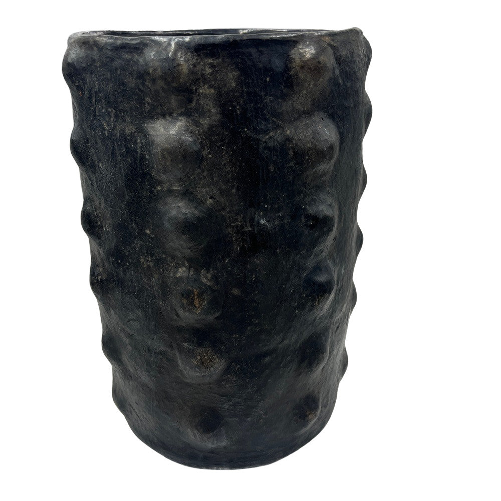 Sejnane Cylindrical Clay Bumpy Vessel - Dark Large - Berbere Imports