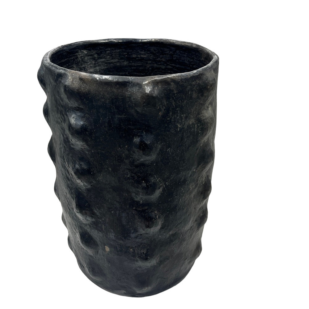 Sejnane Cylindrical Clay Bumpy Vessel - Dark Large - Berbere Imports