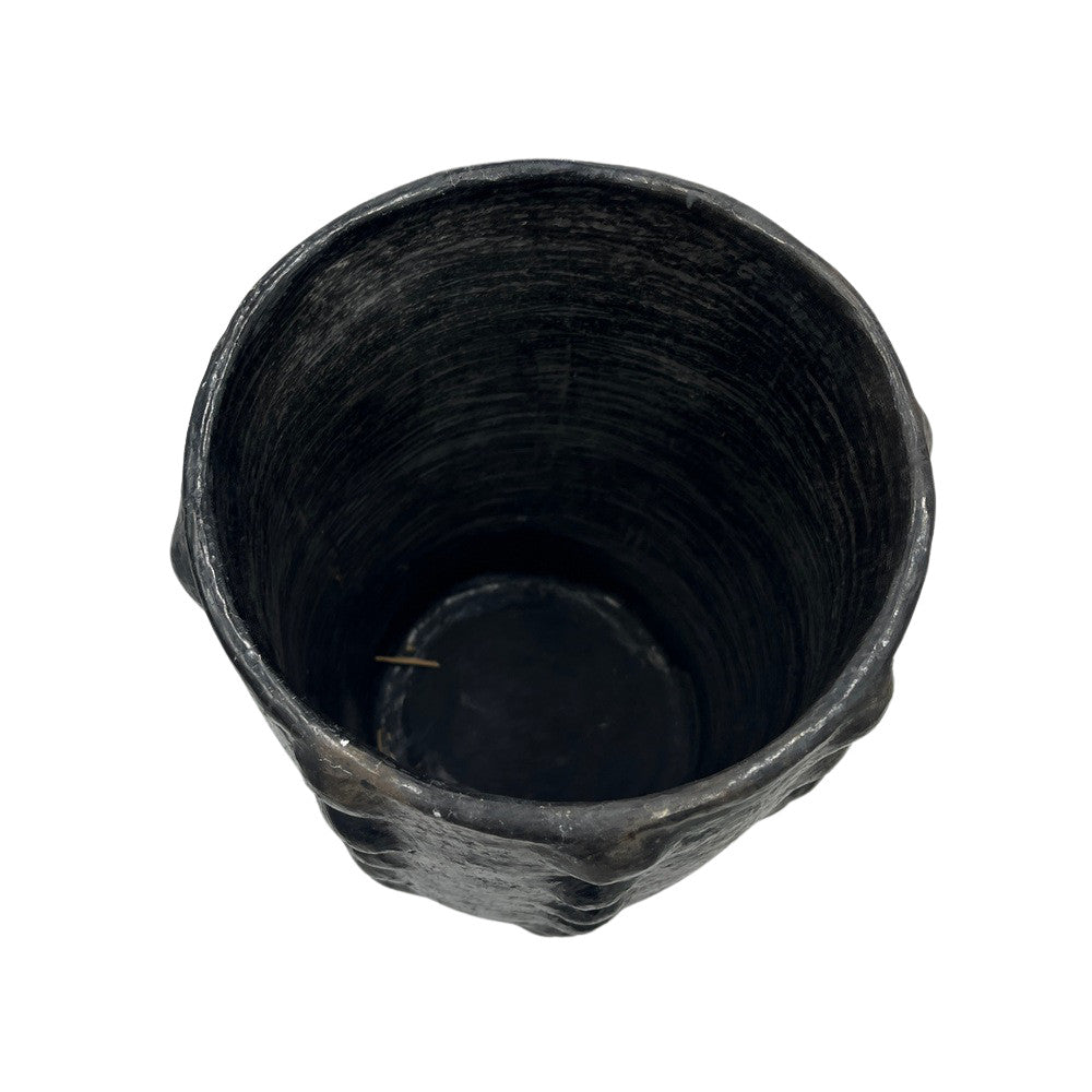 Sejnane Cylindrical Clay Bumpy Vessel - Dark Large - Berbere Imports