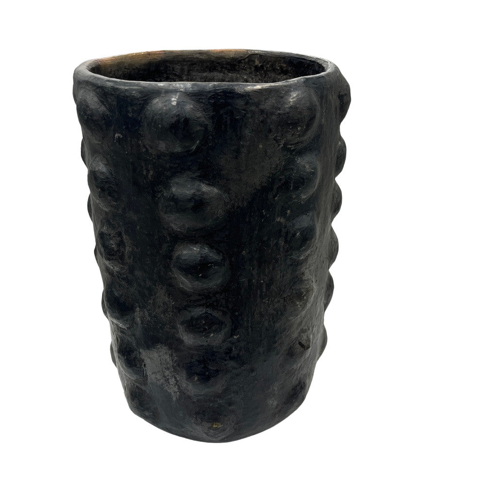 Sejnane Cylindrical Clay Bumpy Vessel - Dark Large - Berbere Imports