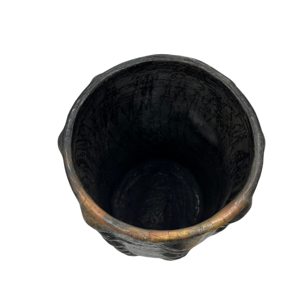 Sejnane Cylindrical Clay Bumpy Vessel - Dark Large - Berbere Imports