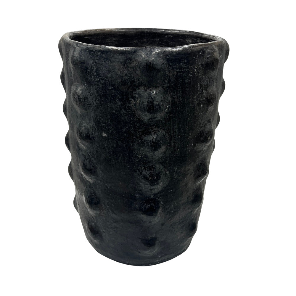 Sejnane Cylindrical Clay Bumpy Vessel - Dark Large - Berbere Imports