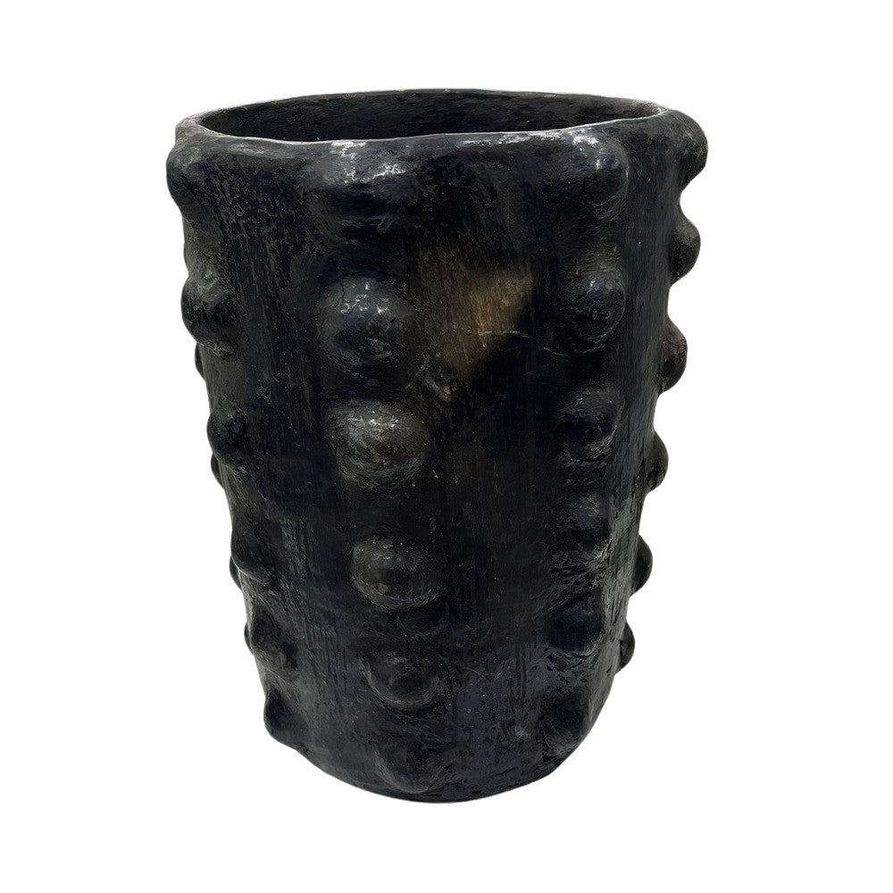 Sejnane Cylindrical Clay Bumpy Vessel - Dark Large - Berbere Imports