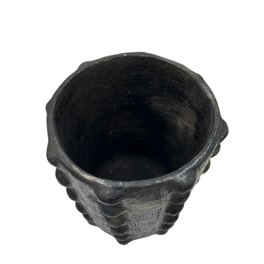 Sejnane Cylindrical Clay Bumpy Vessel - Dark Large - Berbere Imports