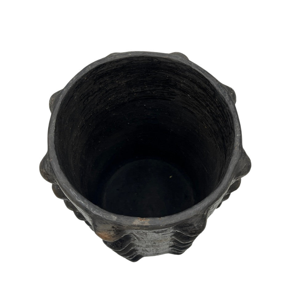 Sejnane Cylindrical Clay Bumpy Vessel - Dark Large - Berbere Imports