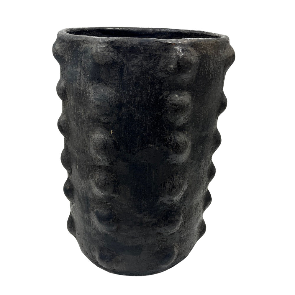 Sejnane Cylindrical Clay Bumpy Vessel - Dark Large - Berbere Imports