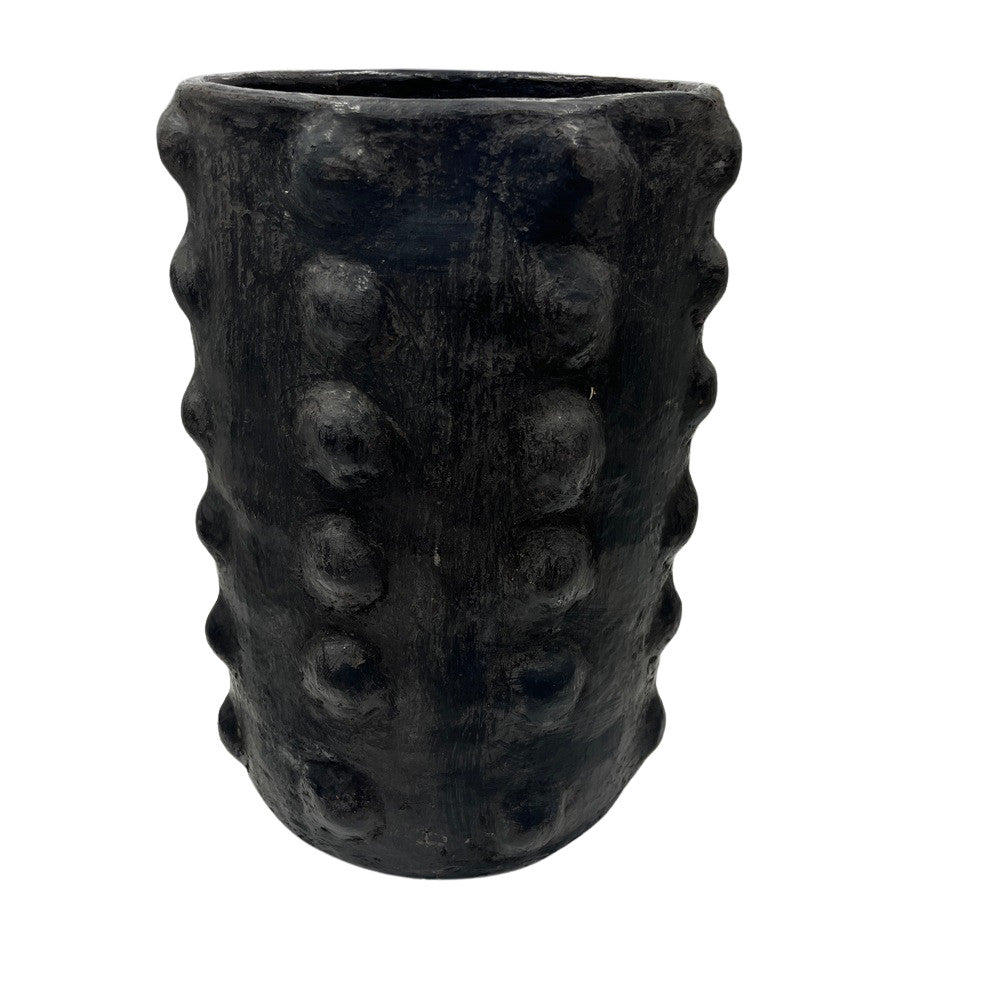 Sejnane Cylindrical Clay Bumpy Vessel - Dark Large - Berbere Imports