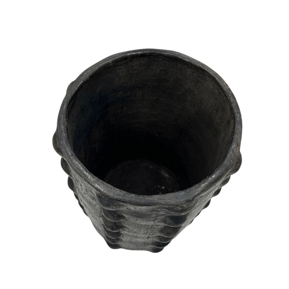 Sejnane Cylindrical Clay Bumpy Vessel - Dark Large - Berbere Imports