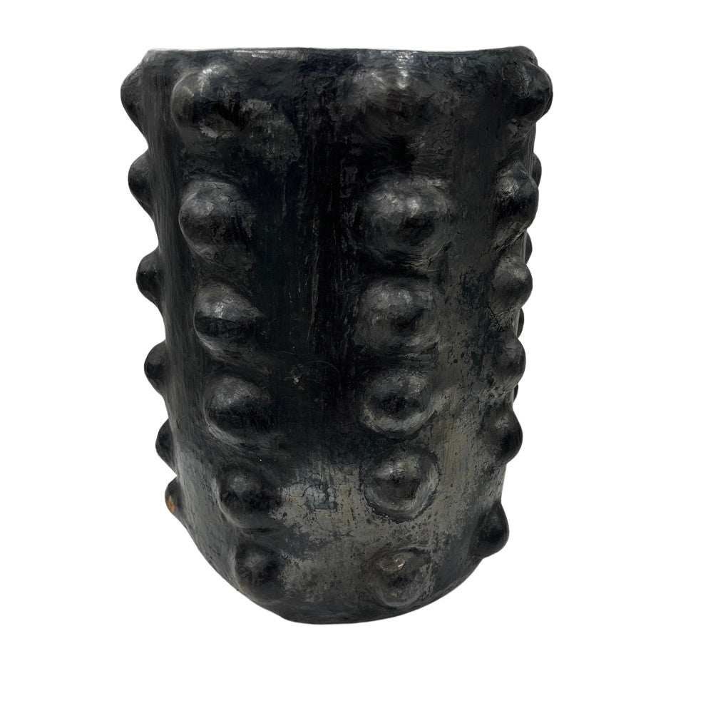 Sejnane Cylindrical Clay Bumpy Vessel - Dark Large - Berbere Imports