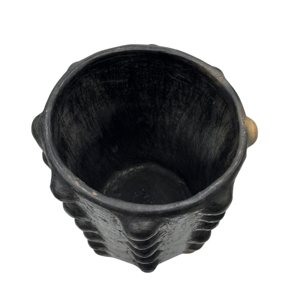 Sejnane Cylindrical Clay Bumpy Vessel - Dark Large - Berbere Imports