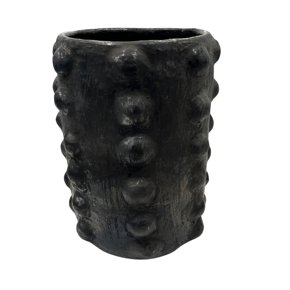 Sejnane Cylindrical Clay Bumpy Vessel - Dark Large - Berbere Imports