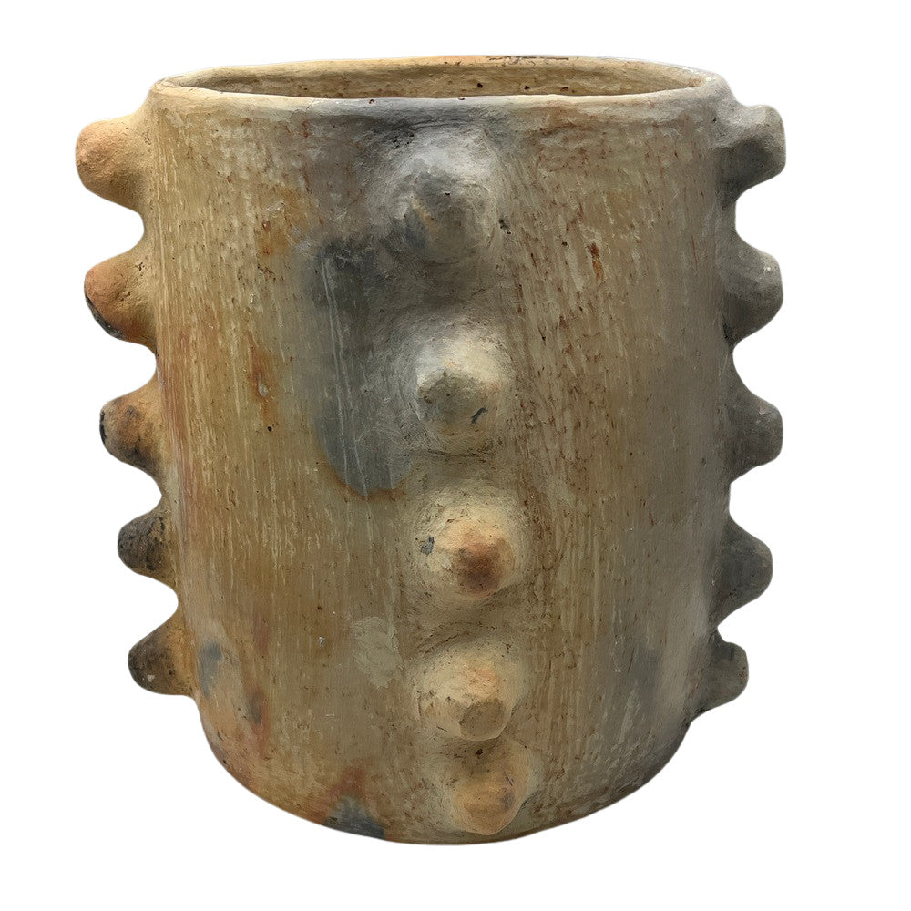 Sejnane Cylindrical Clay Bumpy Vessel - Light Medium - Berbere Imports