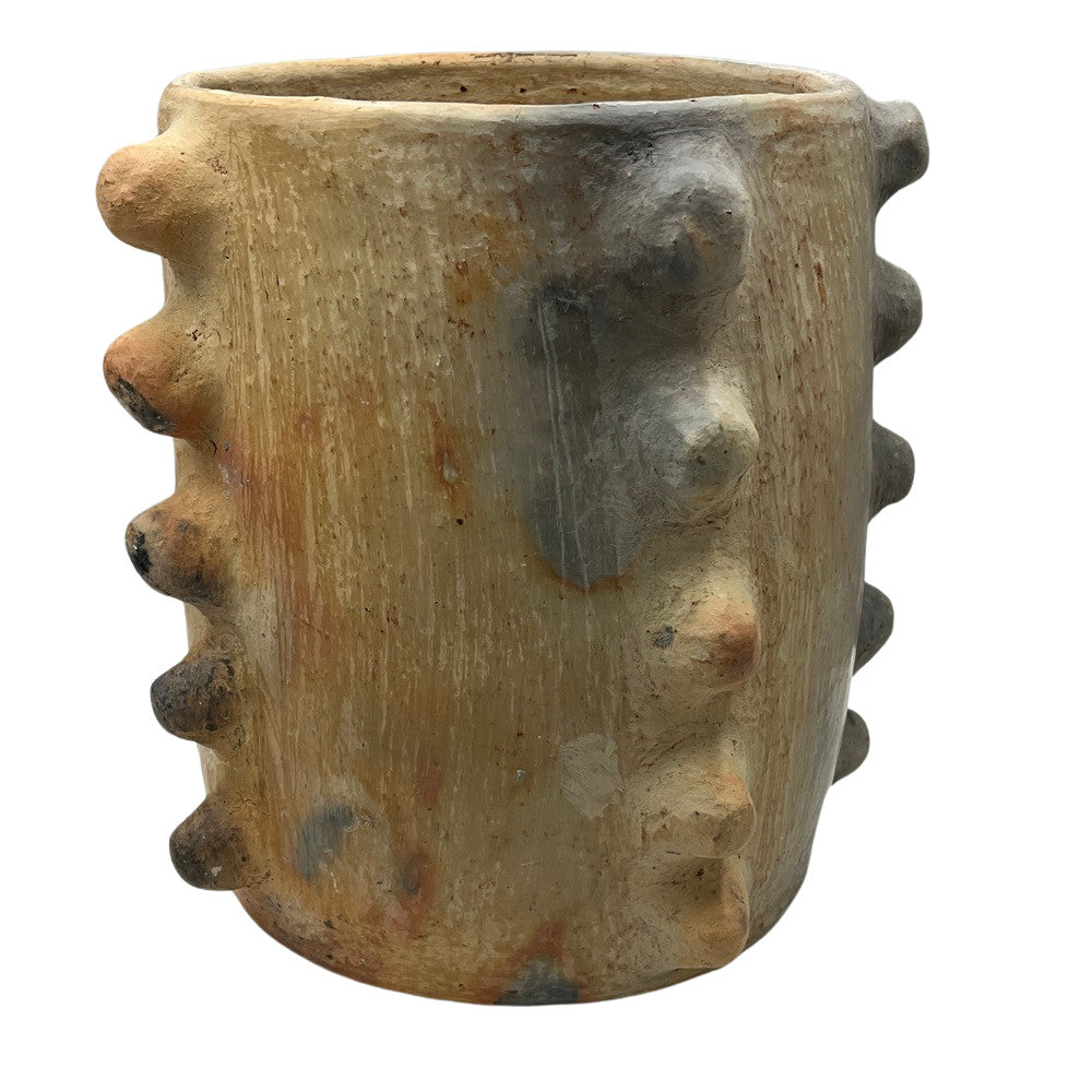 Sejnane Cylindrical Clay Bumpy Vessel - Light Medium - Berbere Imports