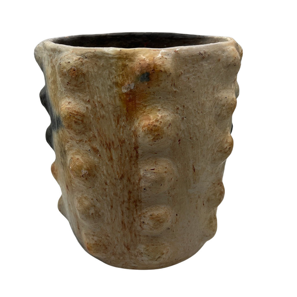 Sejnane Cylindrical Clay Bumpy Vessel - Light Medium - Berbere Imports