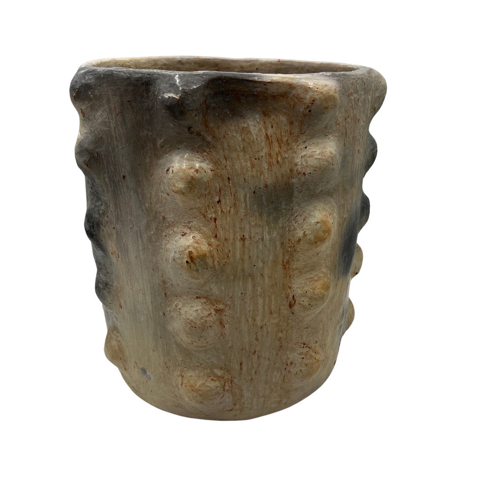 Sejnane Cylindrical Clay Bumpy Vessel - Light Medium - Berbere Imports