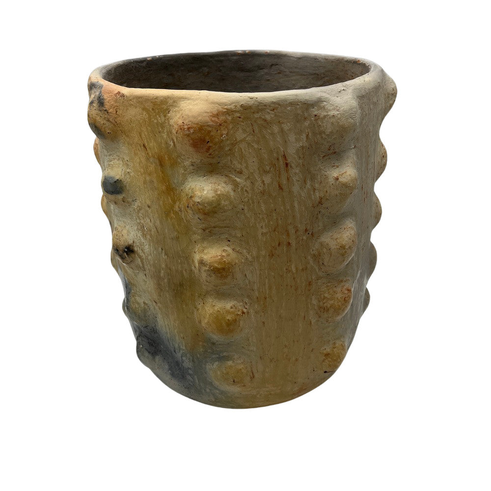 Sejnane Cylindrical Clay Bumpy Vessel - Light Medium - Berbere Imports