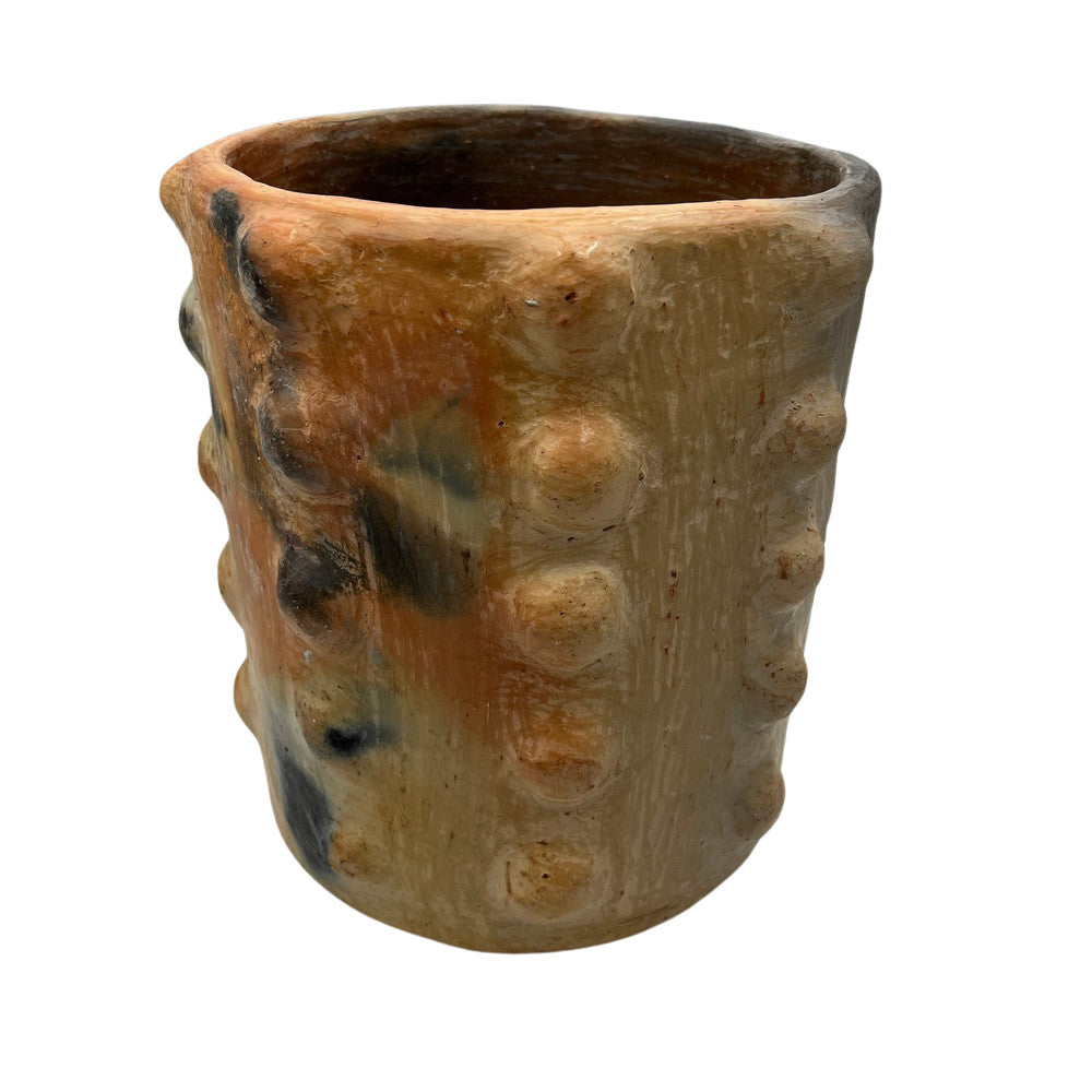 Sejnane Cylindrical Clay Bumpy Vessel - Light Medium - Berbere Imports