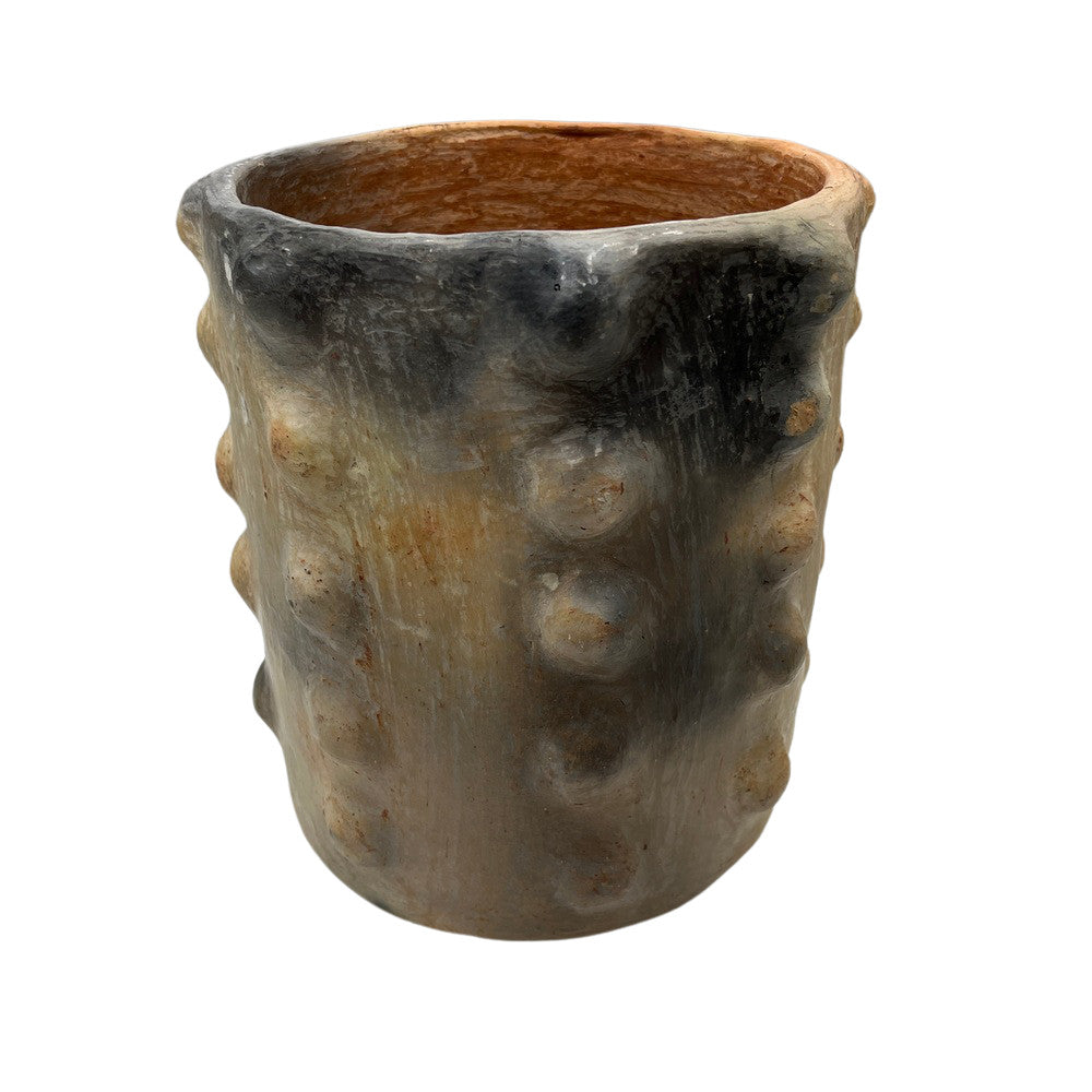 Sejnane Cylindrical Clay Bumpy Vessel - Light Medium - Berbere Imports