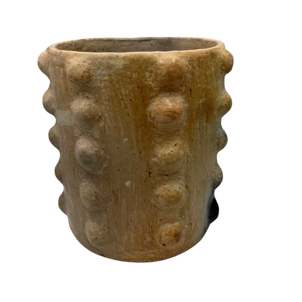 Sejnane Cylindrical Clay Bumpy Vessel - Light Medium - Berbere Imports