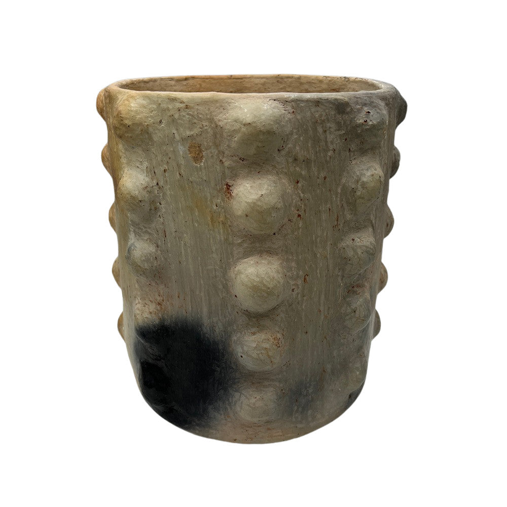 Sejnane Cylindrical Clay Bumpy Vessel - Light Medium - Berbere Imports