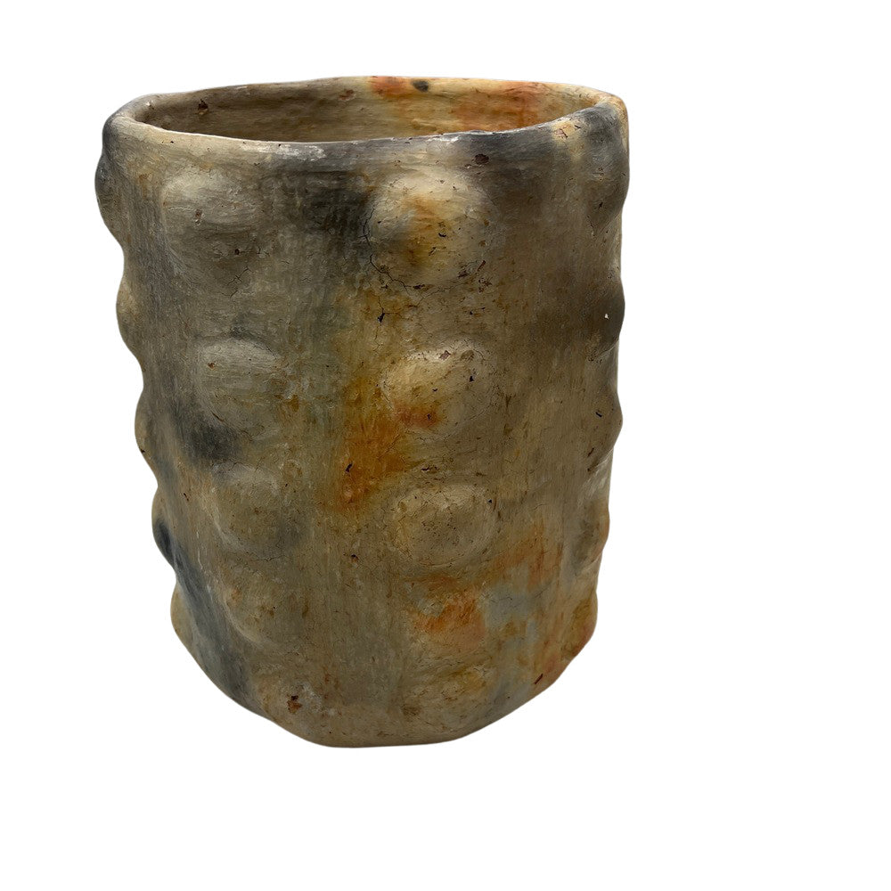 Sejnane Cylindrical Clay Bumpy Vessel - Light Medium - Berbere Imports