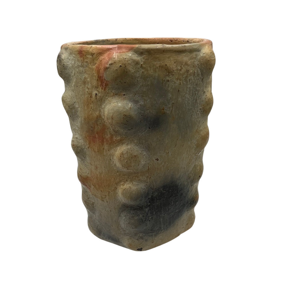 Sejnane Cylindrical Clay Bumpy Vessel - Light Large - Berbere Imports