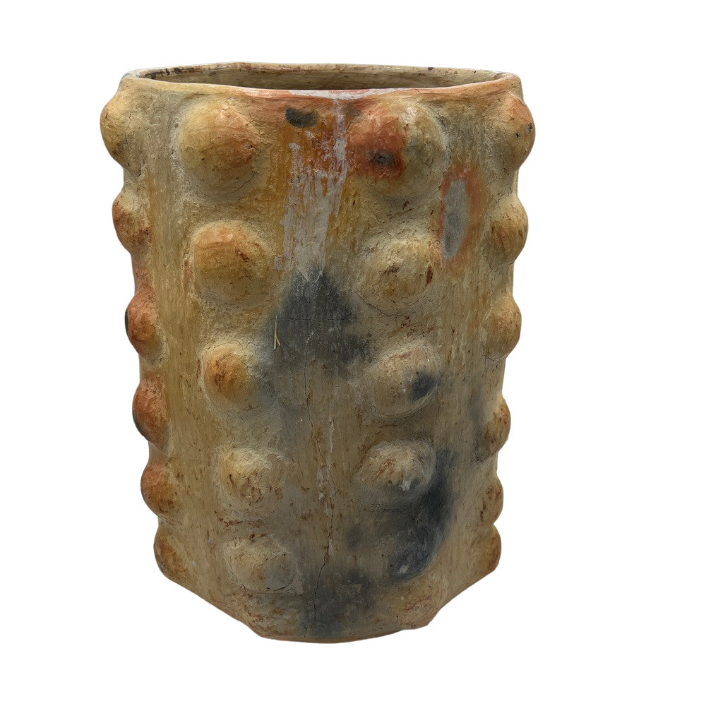 Sejnane Cylindrical Clay Bumpy Vessel - Light Large - Berbere Imports