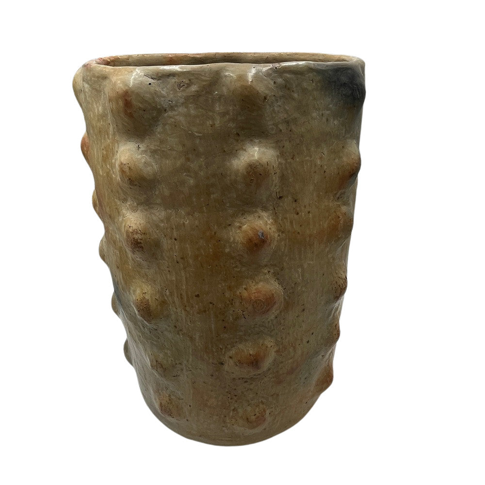 Sejnane Cylindrical Clay Bumpy Vessel - Light Large - Berbere Imports