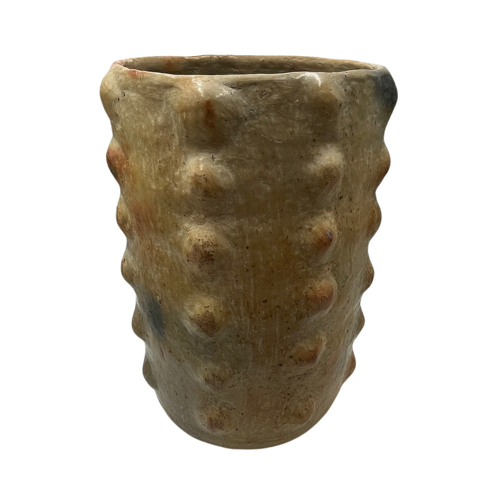 Sejnane Cylindrical Clay Bumpy Vessel - Light Large - Berbere Imports