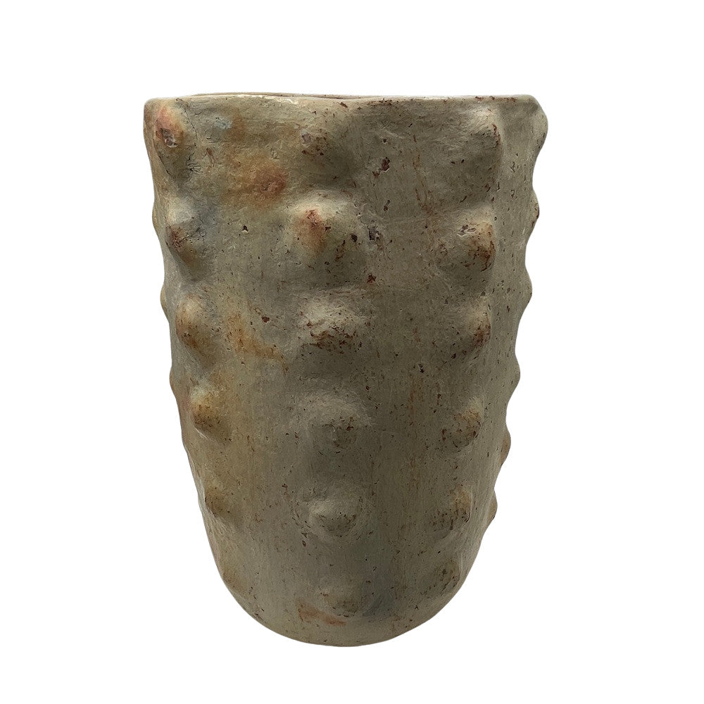 Sejnane Cylindrical Clay Bumpy Vessel - Light Large - Berbere Imports